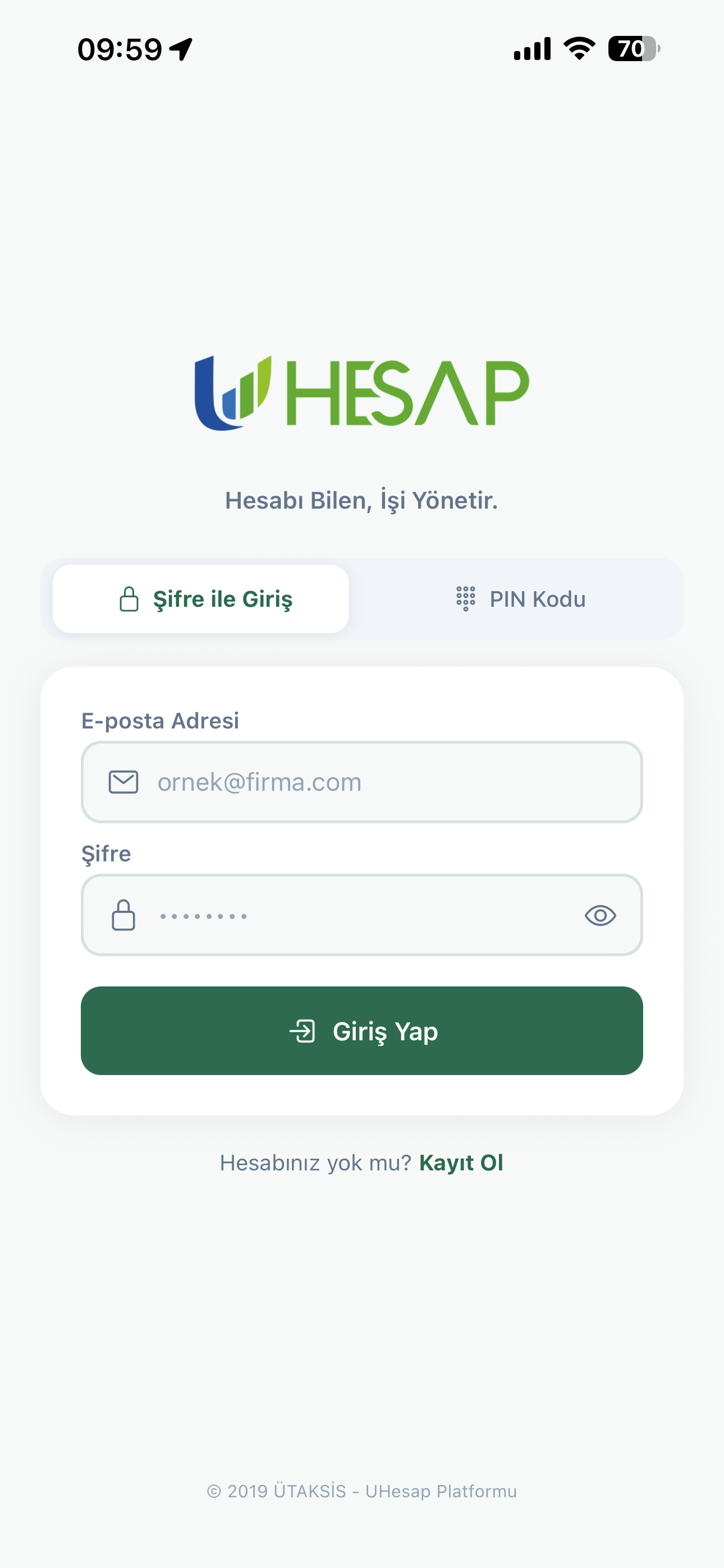 UHESAP mobil ekran 1